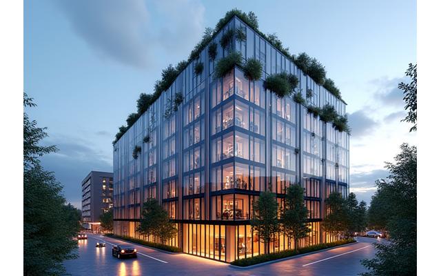 Nytt kontorbygg i Bjørvika med grønne takterrasser designet for fleksible arbeidsplasser.