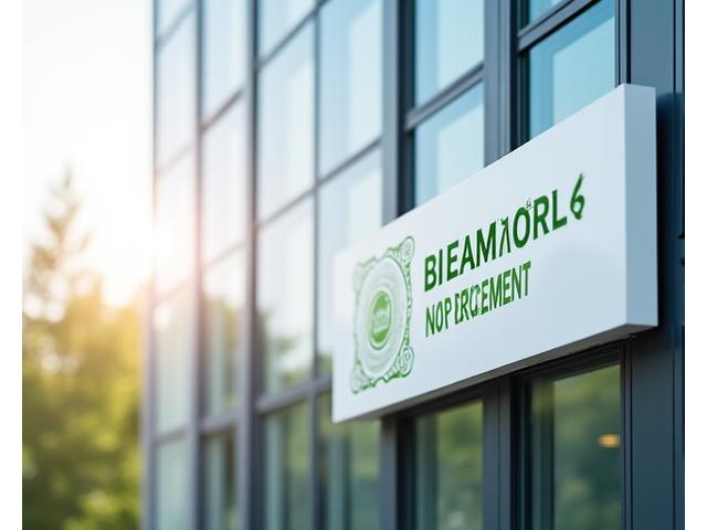 Moderne kontorbygg med BREEAM-NOR sertifisering synlig på fasaden