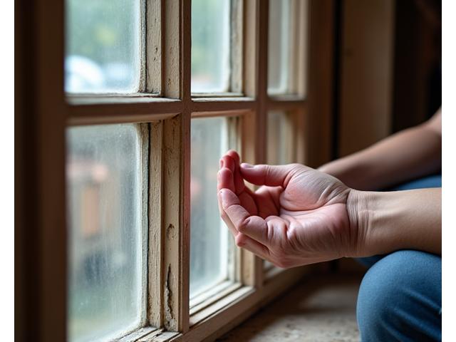 En detaljert restaurering av et historisk vindu, hvor glassmesteren nøye setter inn et håndlaget glass, belyser vindu- og dørrestaurering.